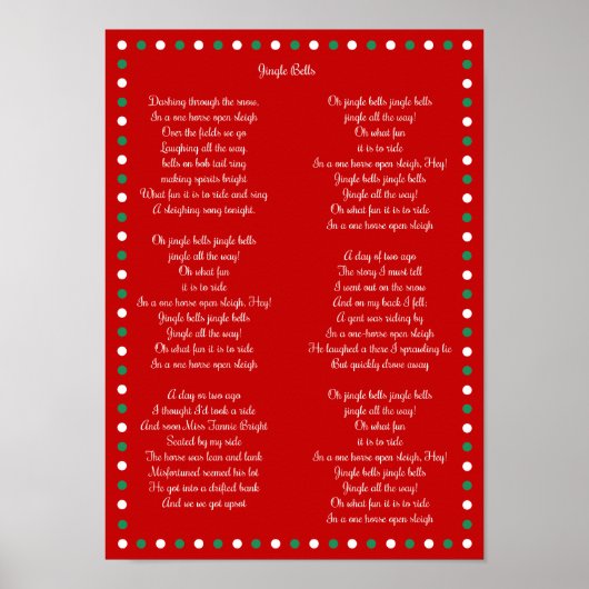 Posters de Noël Rouge Carol Jingle Bells 10" x 14" (Devant)