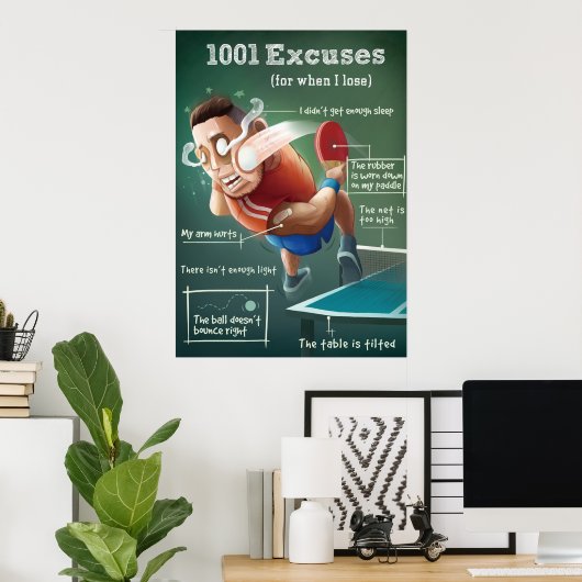 Posters de ping-pong : 1001 Escuses (Bureau à domicile)