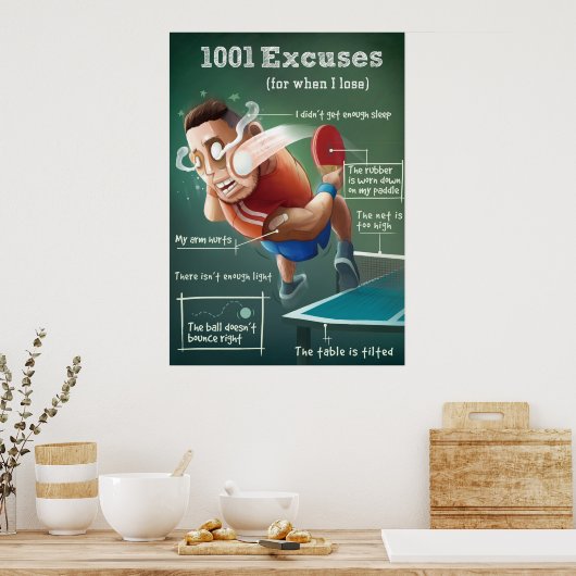 Posters de ping-pong : 1001 Escuses (Cuisine)