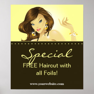 Posters de salon de cheveux jolie femme Bijoux Jau