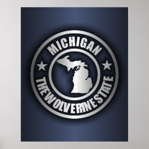 posters en Prints van Michigan Steel (blauw)