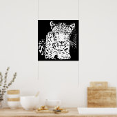 Posters Leopard noir et blanc (Cuisine)