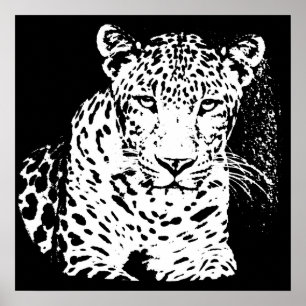 Posters Leopard noir et blanc