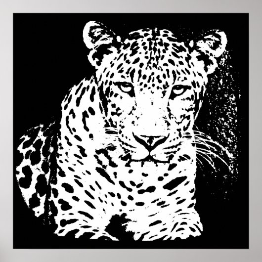 Posters Leopard noir et blanc (Devant)