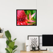 Posters met rode torch Ginger Heliconia Flowers (Thuiskantoor)