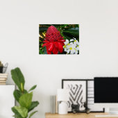 Posters rode torch Ginger White Plumaria Flowers (Thuiskantoor)