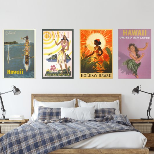 Posters vintage hawaïens (Chambre à coucher)