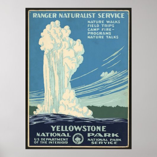 Posters vintage, Parc national de Yellowstone Geys (Devant)