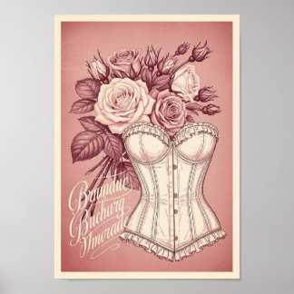 Posters Vintage Roze Corset Print