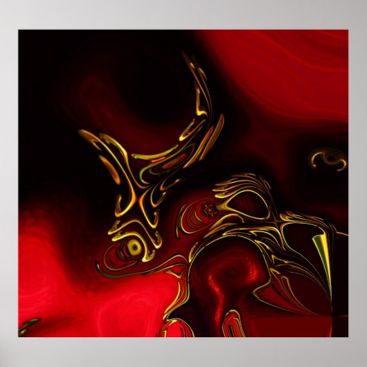 Posters ZIZZAGO Art Abstract Red Black Gold 2 (Voorkant)