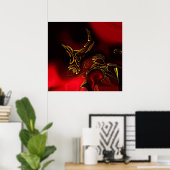Posters ZIZZAGO Art Abstract Red Black Gold 2 (Thuiskantoor)