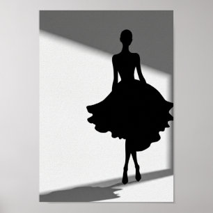 Posters Zwart en Wit Modieuze Silhouet