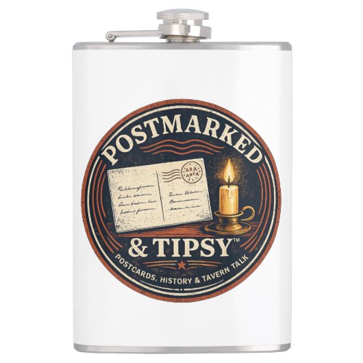 Postgemerkt & Tipsy Heupfles (Voorkant)