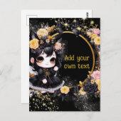 POSTKAART | Goth-meisjes Kawaii Chibi Schattig Op (Voorkant / Achterkant)