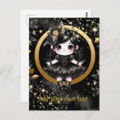 POSTKAART | Goth-meisjes Kawaii Chibi Schattig Op  (Voorkant / Achterkant)