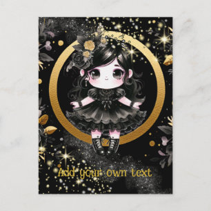 POSTKAART   Goth-meisjes Kawaii Chibi Schattig Op 