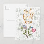 Postkaart met bloemige waterverf om snel beter te  (Voorkant / Achterkant)
