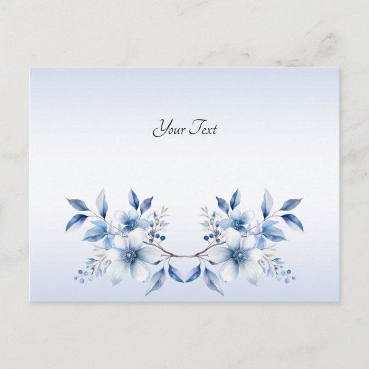 Postkaart met botanische blauwe bloemen (Voorkant)