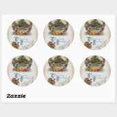  postkaart Thanksgiving Turkije Ronde Sticker (Vel)