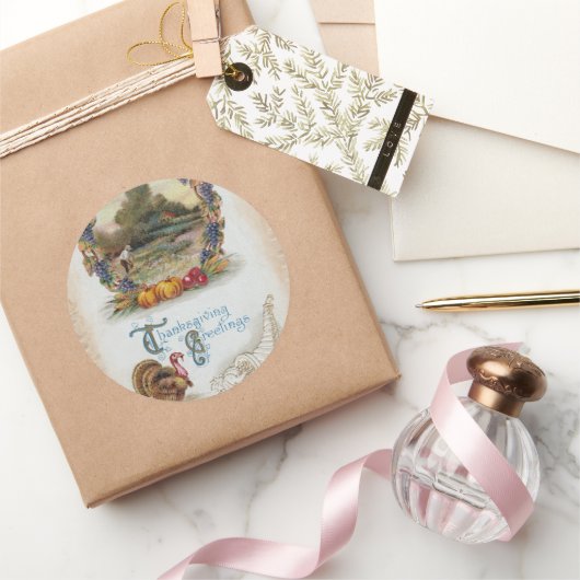  postkaart Thanksgiving Turkije Ronde Sticker (Geschenken)