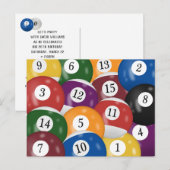 Postkaart verjaardagsfeestje 20 jaar biljartballen (Voorkant / Achterkant)