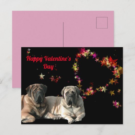 Postkarte English Mastiff Valentinstags Briefkaart (Voorkant / Achterkant)