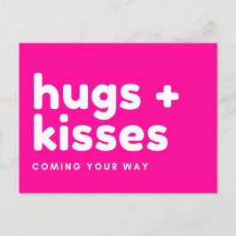 Postkarte - "hugs + kisses coming your way" briefkaart