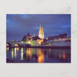 Postkarte Regensburg in der Nacht Briefkaart