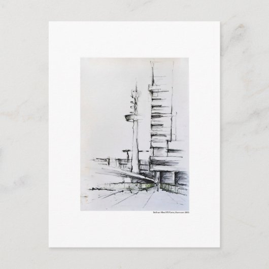 Postkarte Zeichnung Bleistift Hannover Landschaft Briefkaart (Voorkant)