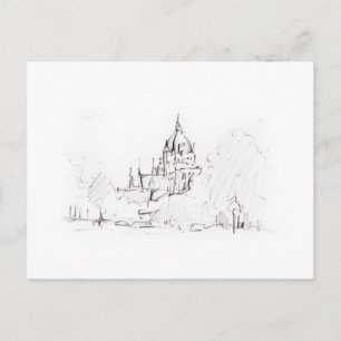 Postkarte Zeichnung Bleistift Hannover Landschaft Briefkaart