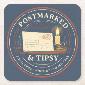 Postmarked & Tipsy Coaster Vierkante Kartonnen Onderzetter