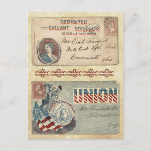 Postmarkeerde Enveloppen uit de burgeroorlog met C Briefkaart