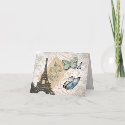 postmarkscripts vlinder Parijs Effiel Tower Kaart (Voorkant)