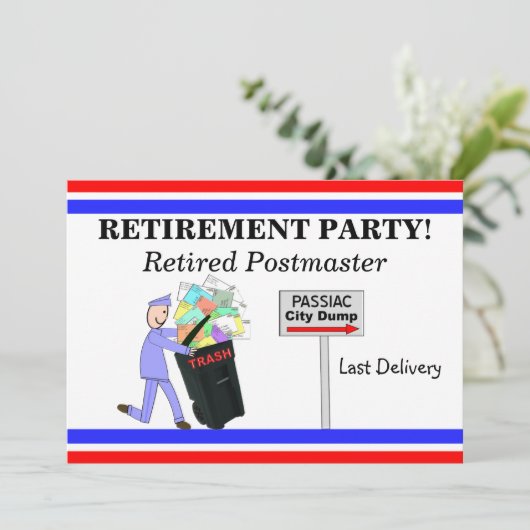 Postmaster in ruste uitnodigingen #1 (Staand voorkant)