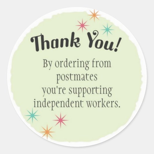 Postmates bedankt ronde sticker (Voorkant)