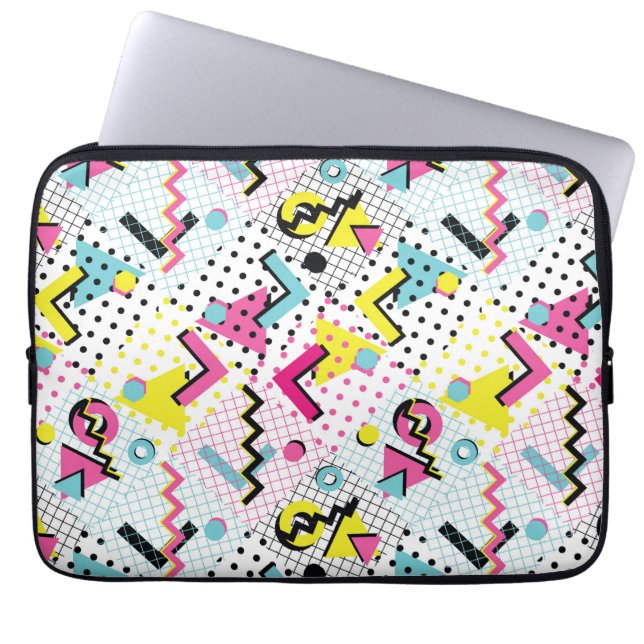 Postmodern Memphis Stijl Patroon Laptop Sleeve (Voorkant)