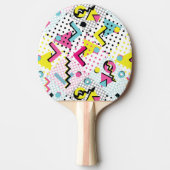 Postmodern Memphis Stijl Patroon Tafeltennisbatje (Voorkant)