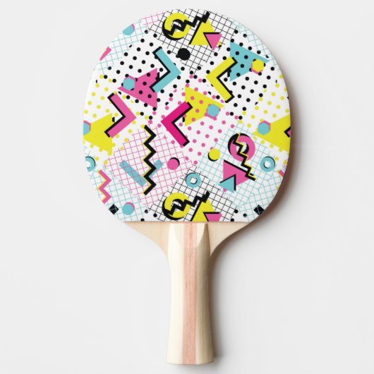 Postmodern Memphis Stijl Patroon Tafeltennisbatje (Voorkant)