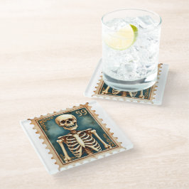 Postmortem No. 59 - Skeleton Stamp Halloween Glazen Onderzetter