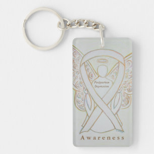 Postpartum Depressie Awareness Ribbon Sleutelhange Sleutelhanger