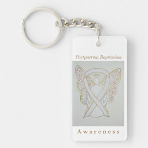 Postpartum Depressie Awareness Ribbon Sleutelhange Sleutelhanger