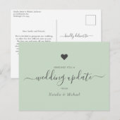 PostPone Wedding Update Elegant Script Greenery Briefkaart (Voorkant / Achterkant)