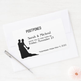 POSTPONED Wedding Silhouette Couple Rechthoekige Sticker