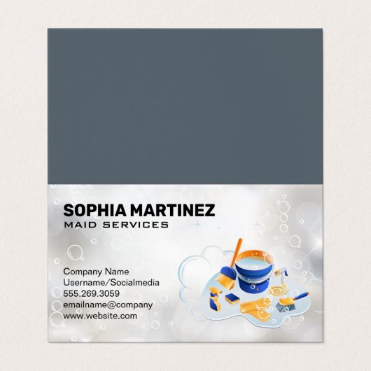 Postservice | Mop en Broom | Sparkly Bubbles Visitekaartjes (Buitenkant ongevouwen)