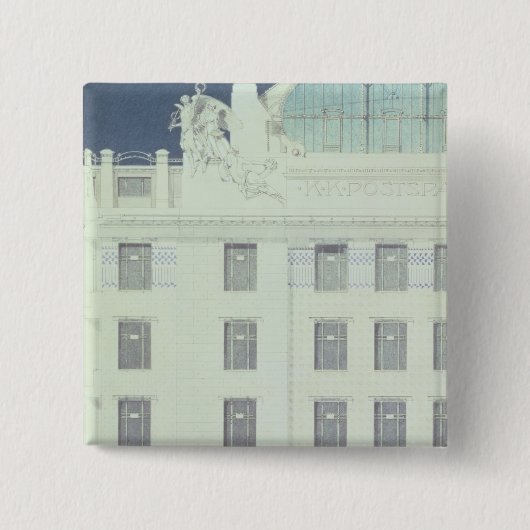 Postspaarbank, Wenen Vierkante Button 5,1 Cm (Voorkant)