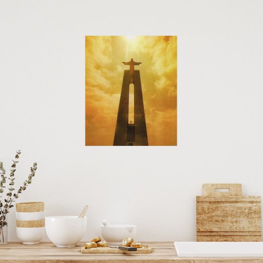  postugal, Lissabon, Kerk van Christo Rei Poster (Keuken)