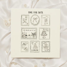 Postzegel Handgetekende Save The Date Kaart