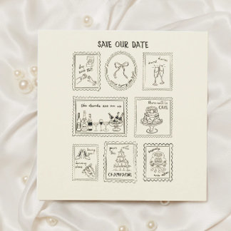 Postzegel Handgetekende Save The Date Kaart