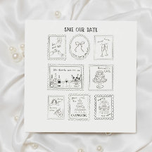 Postzegel Handgetekende Save The Date Kaart