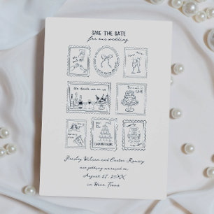 Postzegel Handgetekende Save The Date Kaart